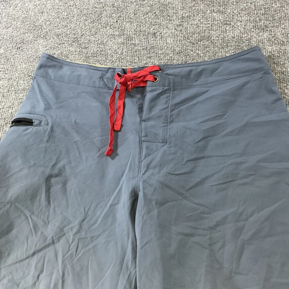 Patagonia Mens Board Shorts Blue Gray Red Drawstring Size 30 Swim Trunks
